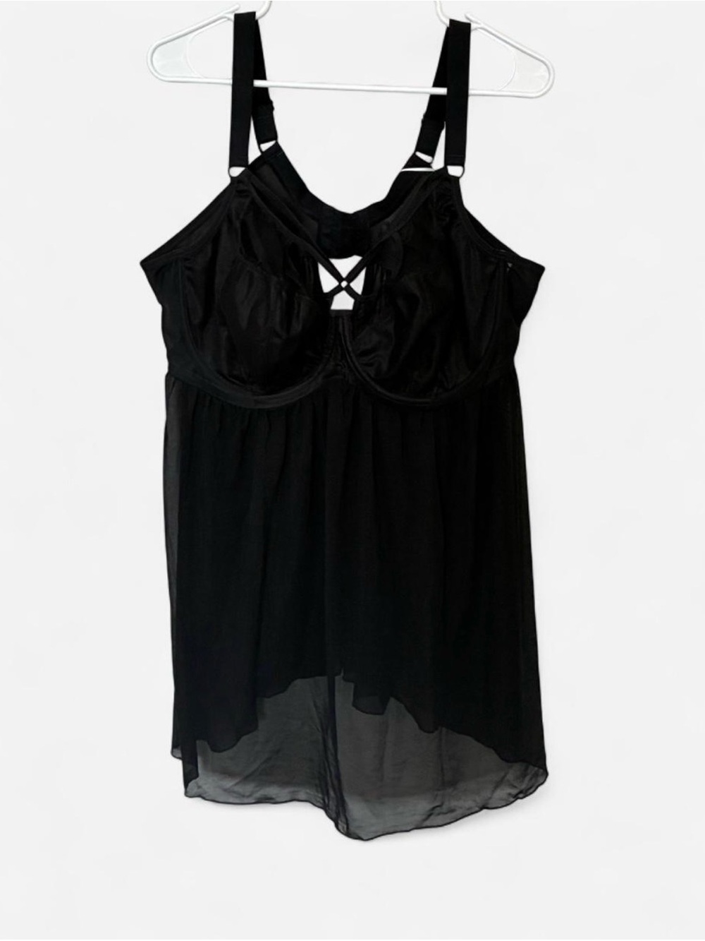 Elomi Black Sheer Babydoll Chemise with Underwire